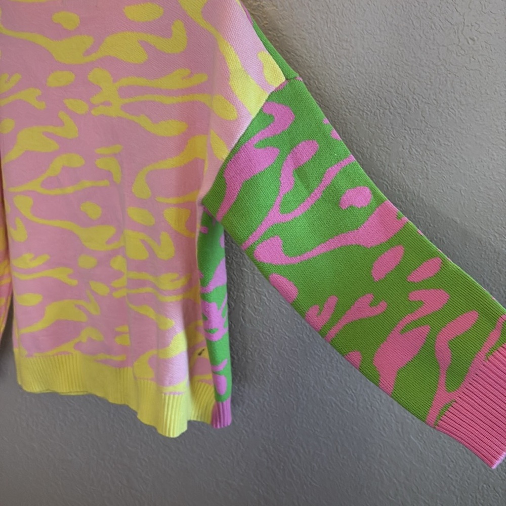 Cider Retro Lava Lamp Pastel Swirl Color Block Cardigan Sweater/ Size large - Picture 7 of 8